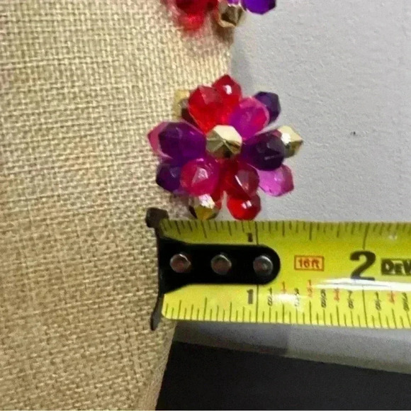 Vintage Statement Earrings Gold Tone  Pink Purple Clip On - Picture 4 of 6